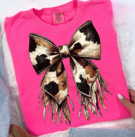 Cow Print Bow-Adult